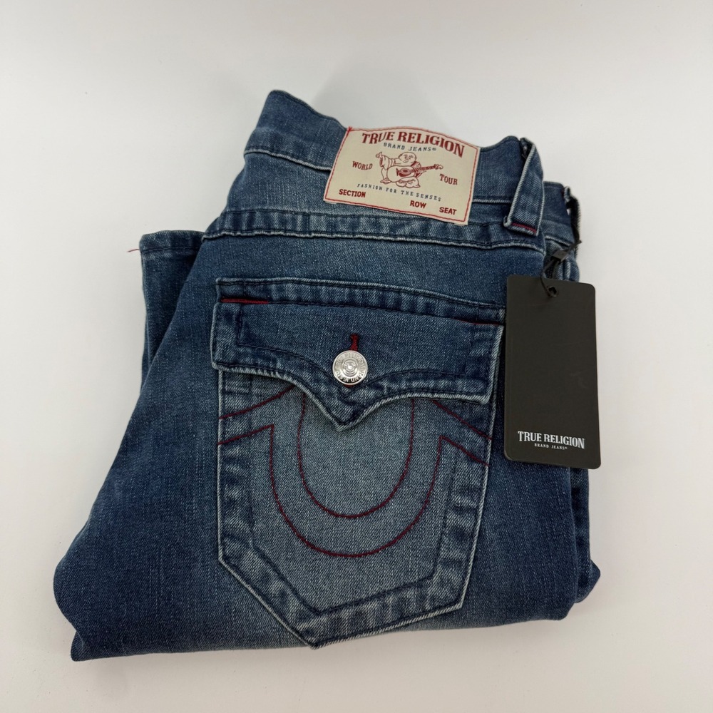 True Religion Rocco SN Flap Skinny Jeans Medium Tidal Wash 30 107349